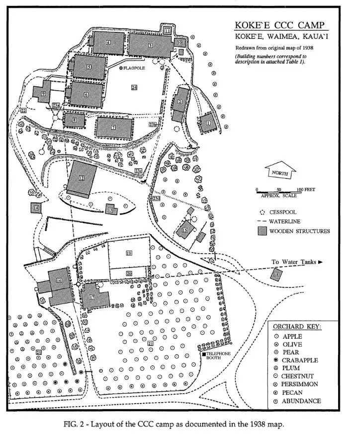 The Original Civilian Conservation Camp Map at Koke'e State Park